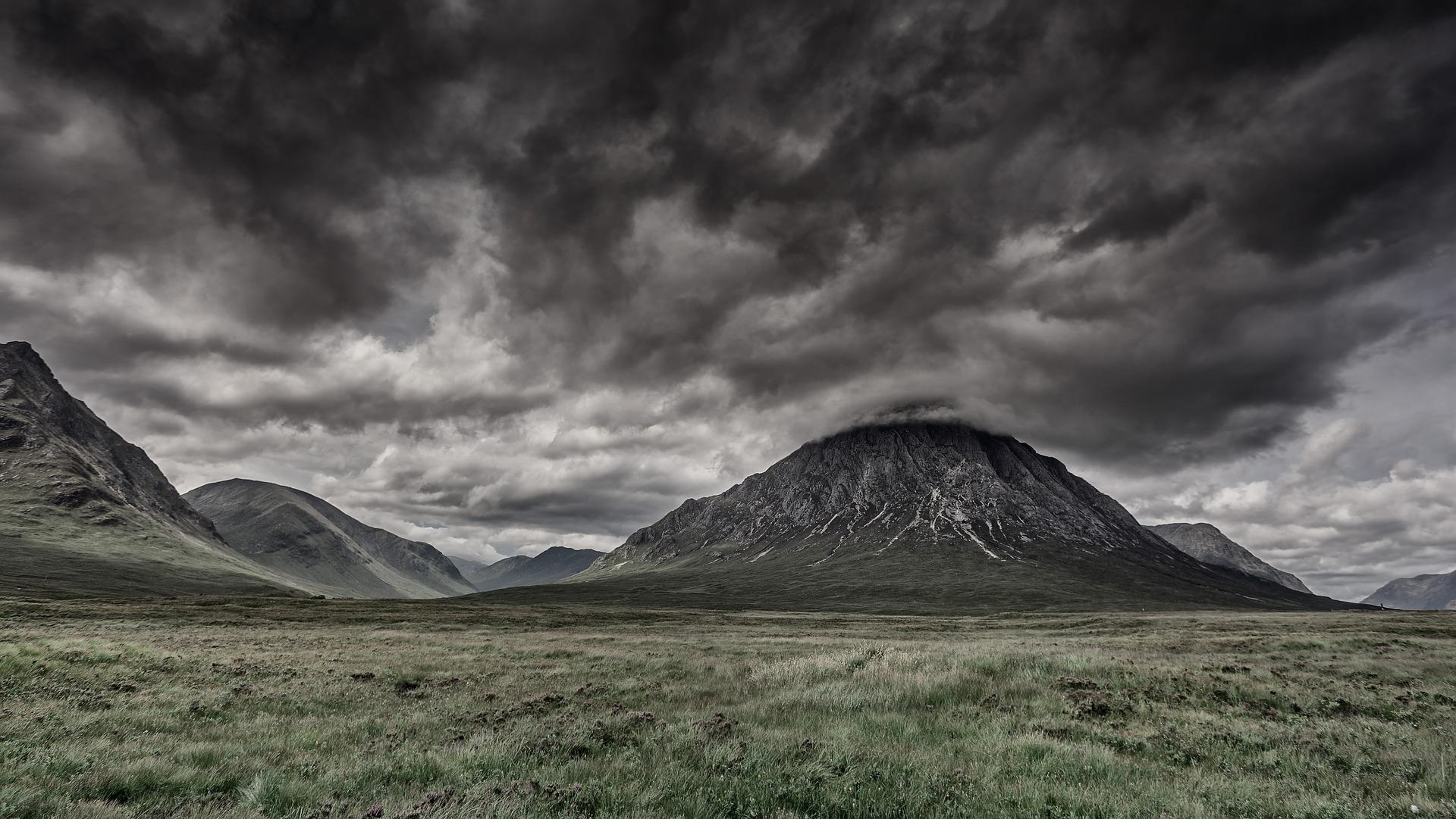 Scottish Valley landscape with dramatic sky