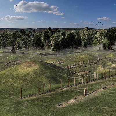 3D-reconstruction of the Anundshög site. Created by Framefusion in collaboration with Alexandra Sanmark and Sarah Semple.
