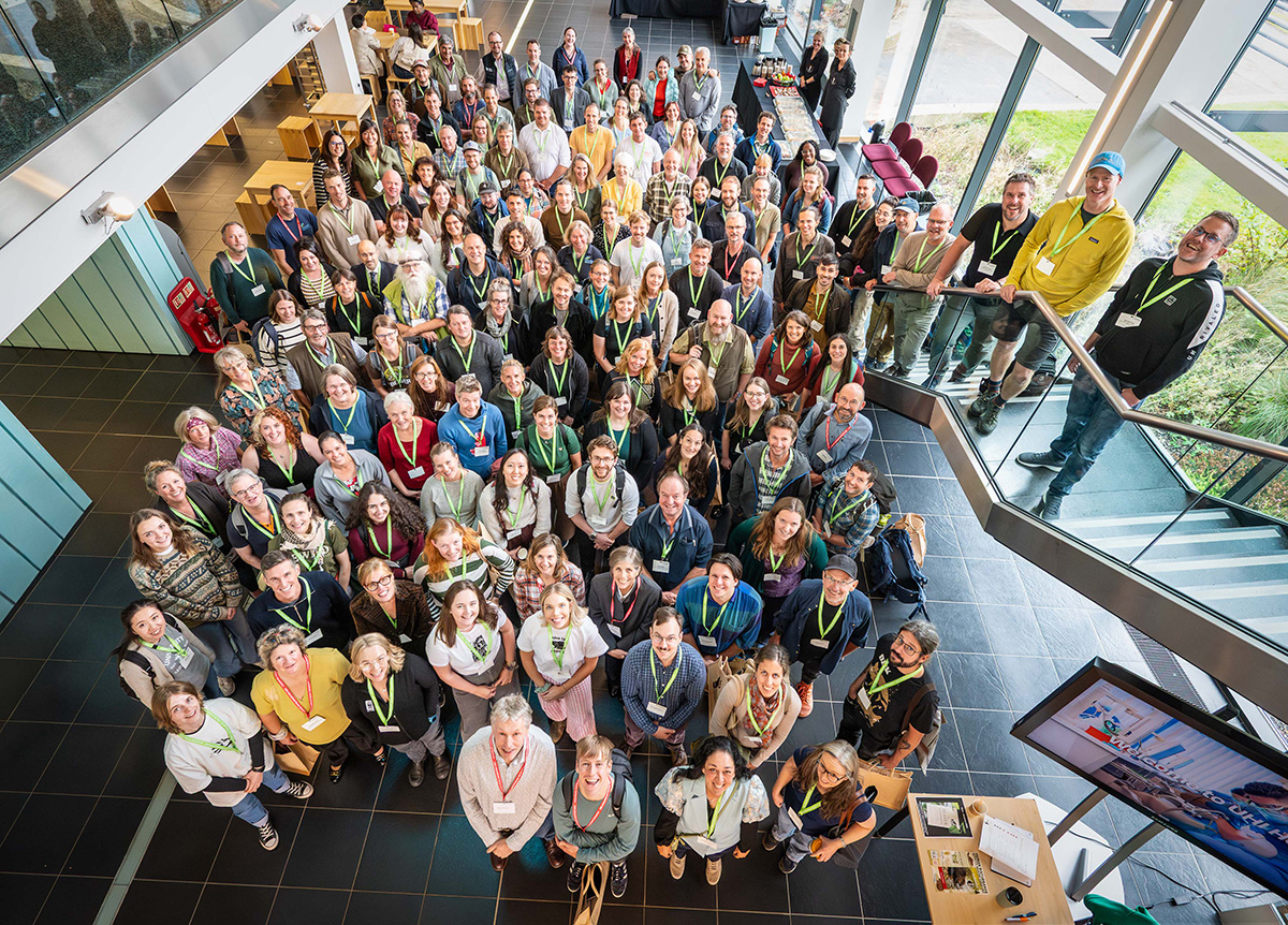 Aerial shot of a group of conference delegates Aerial shot of a group of conference delegates