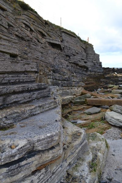 A rock sea wall