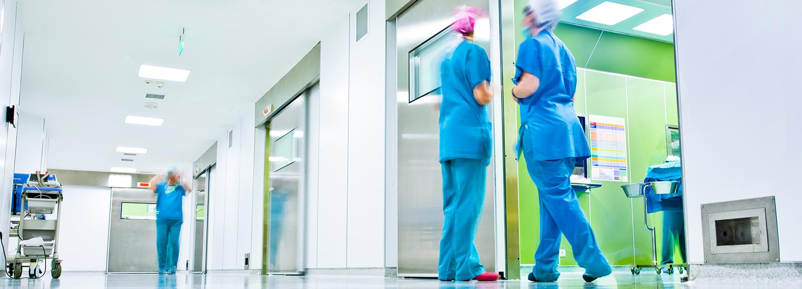 nurses in a hospital corridor