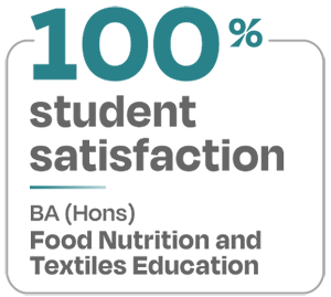 100 percent student satisfaction BA Hons Food Nutrition and Textiles Education 100 percent student satisfaction BA Hons Food Nutrition and Textiles Education