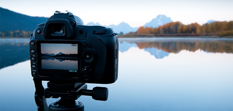 Camera taking a picture of a loch