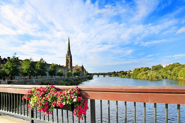 View of church and river from bridge