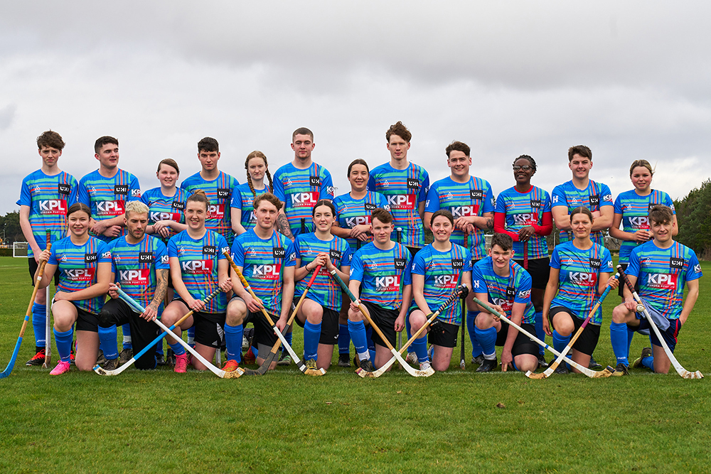 Historic debut for UHI’s new shinty teams at the Littlejohn Tournament, made possible by sponsorship from Kishorn Port Ltd