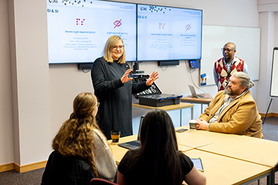 Jenni Minto, Minister for Public Health and Women’s Health, meets optometry staff and students during a visit to UHI House, Inverness.