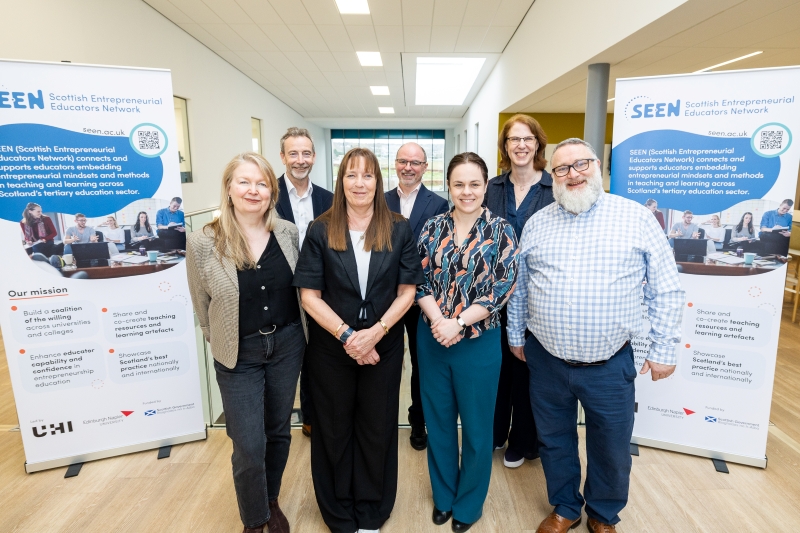 Deputy First Minister, Kate Forbes, with Darlene Russell, Nick Fannin, Alison Price, Chris Moule, Shona Pettigrew, Deborah Keogh and Professor Brian Williams
