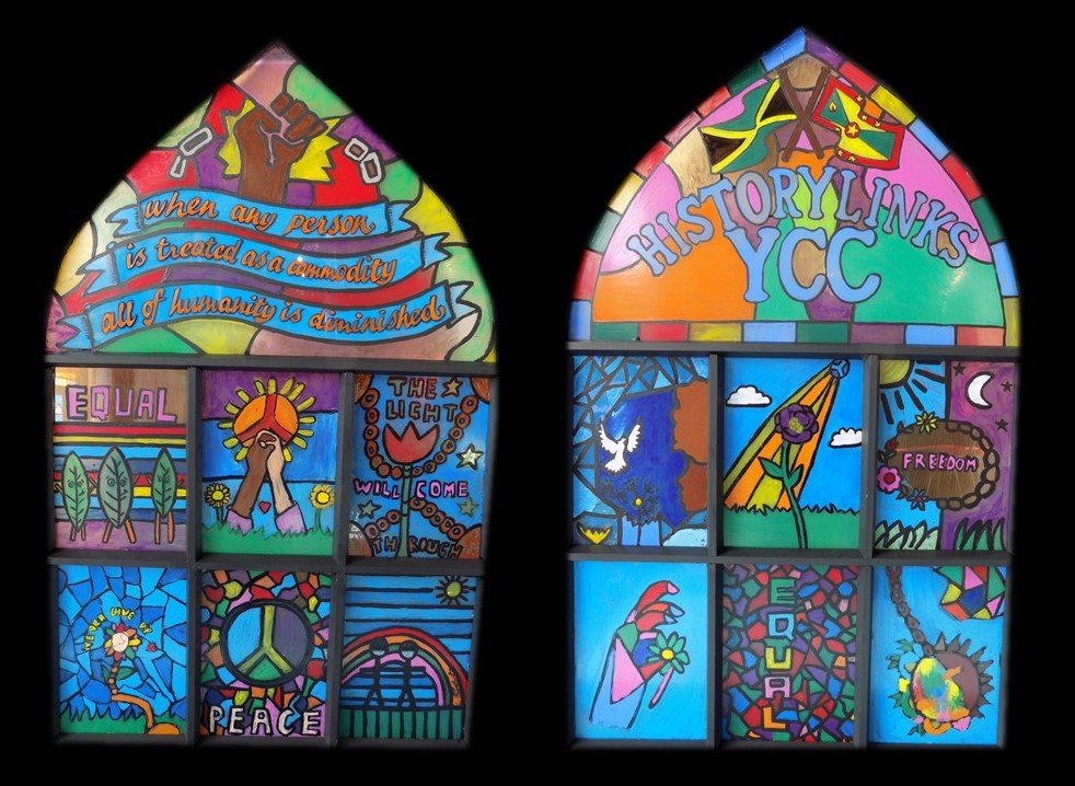 Stained-glass windows by the attendees of the Legacies of Slavery in Scotland project