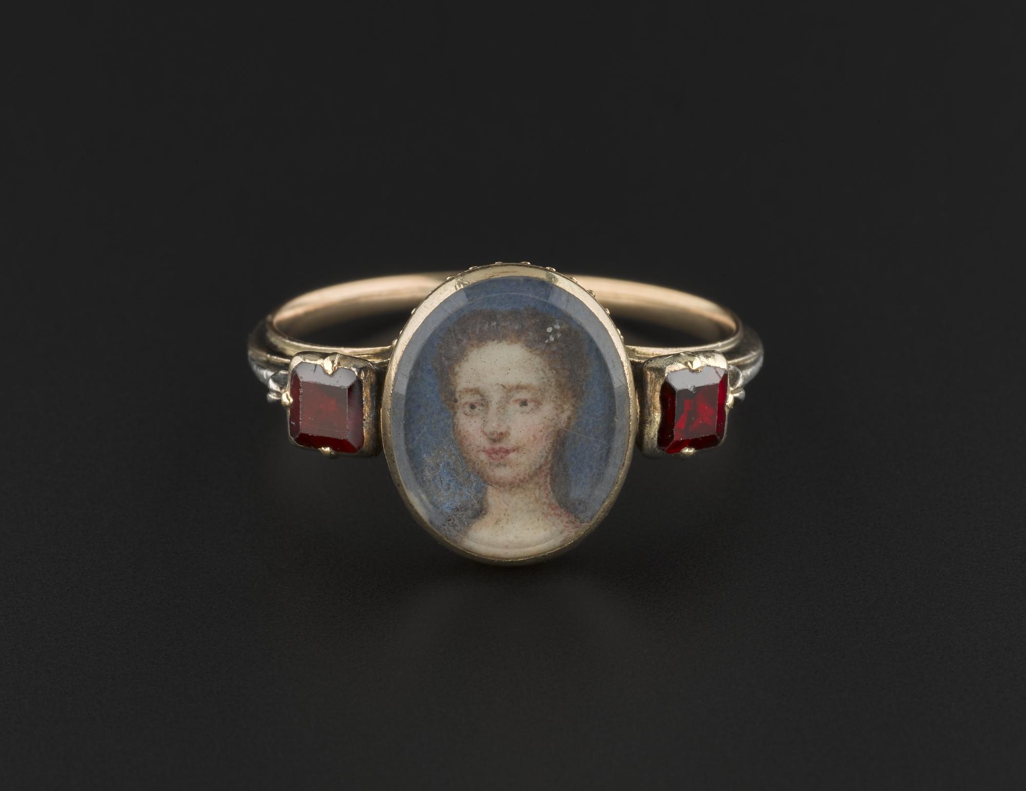 Golden ring with miniature portrait