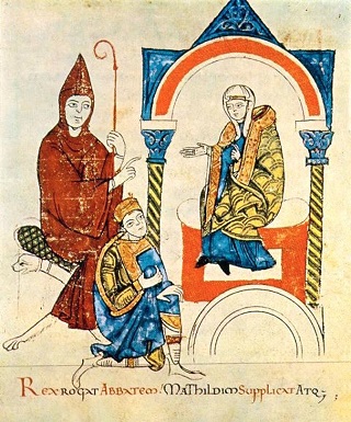 Medieval manuscript showing two figures.