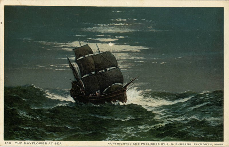 The Mayflower at Sea by AS Burbank