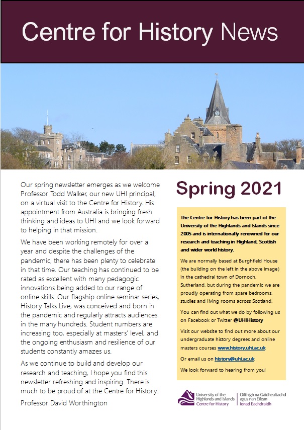 front page of Spring 2021 newsletter