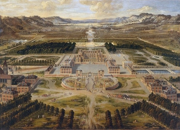 Pierre Patel View of the Château de Versailles and the gardens from the Avenue de Paris oil on canvas
