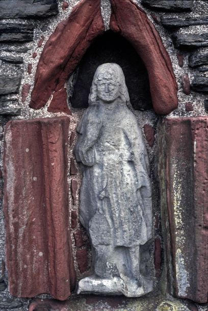 Fig. 2 Statue of St Rognvald, formerly situated in a niche on Bishop Reid’s Tower, Kirkwall, now in the Orkney Museum, Kirkwa