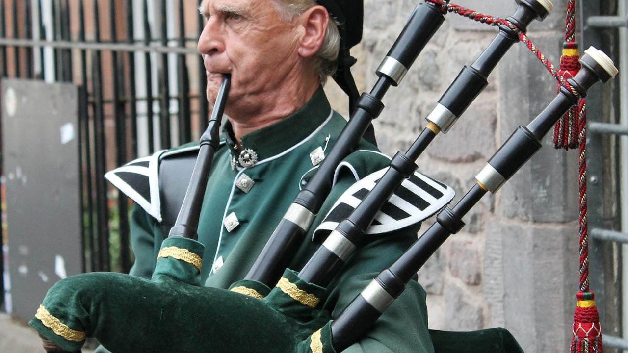 Person playing bagpipes