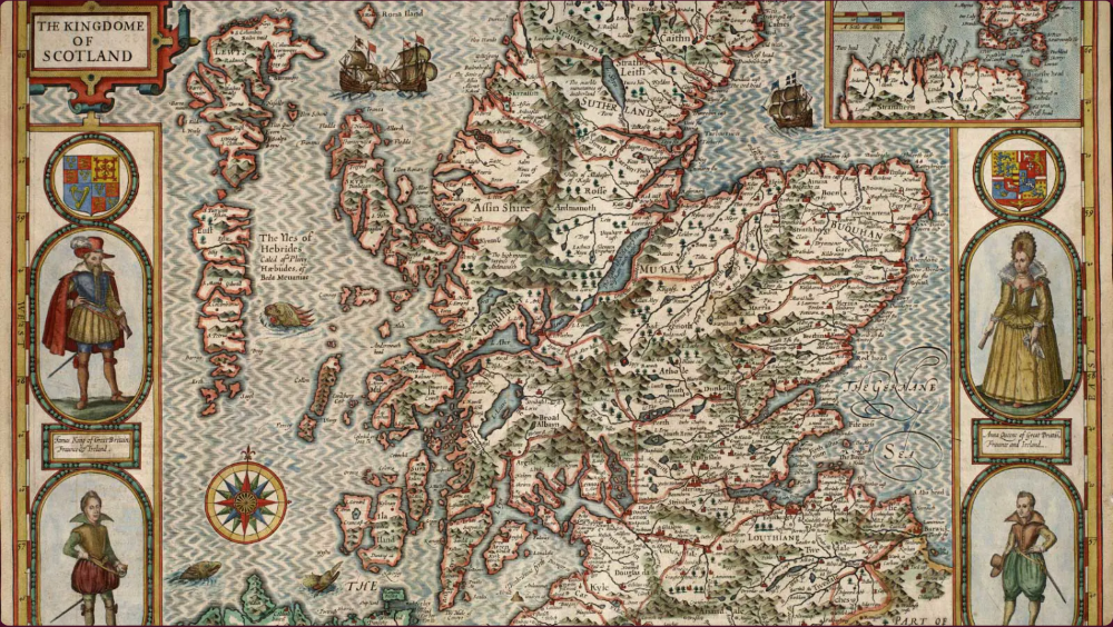 An engraving of Scotland in the 17th Century