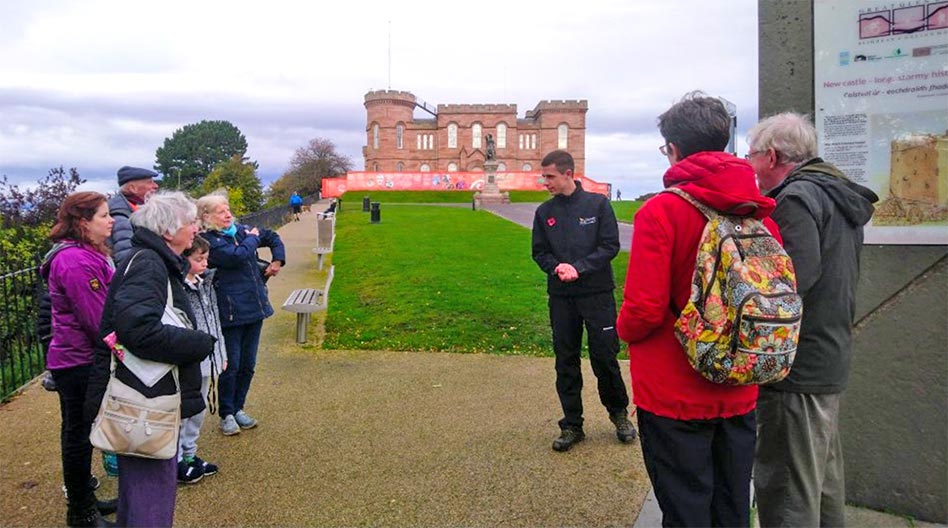 Visitors with guide at Inverness Castle