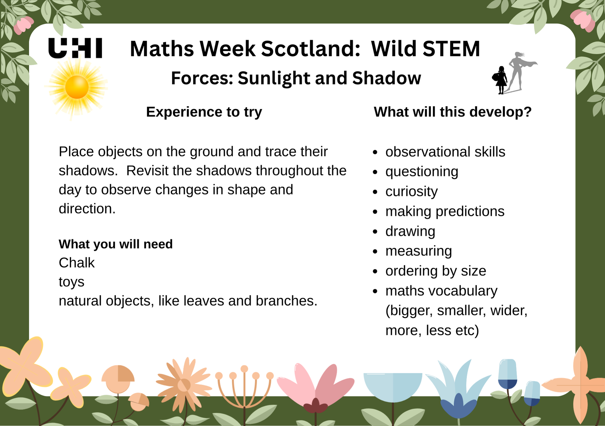 Maths Week Scotland 2025 activity - Forces - Shadow activity Maths Week Scotland 2025 activity - Forces - Shadow activity