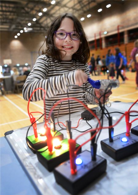 A young girl playing