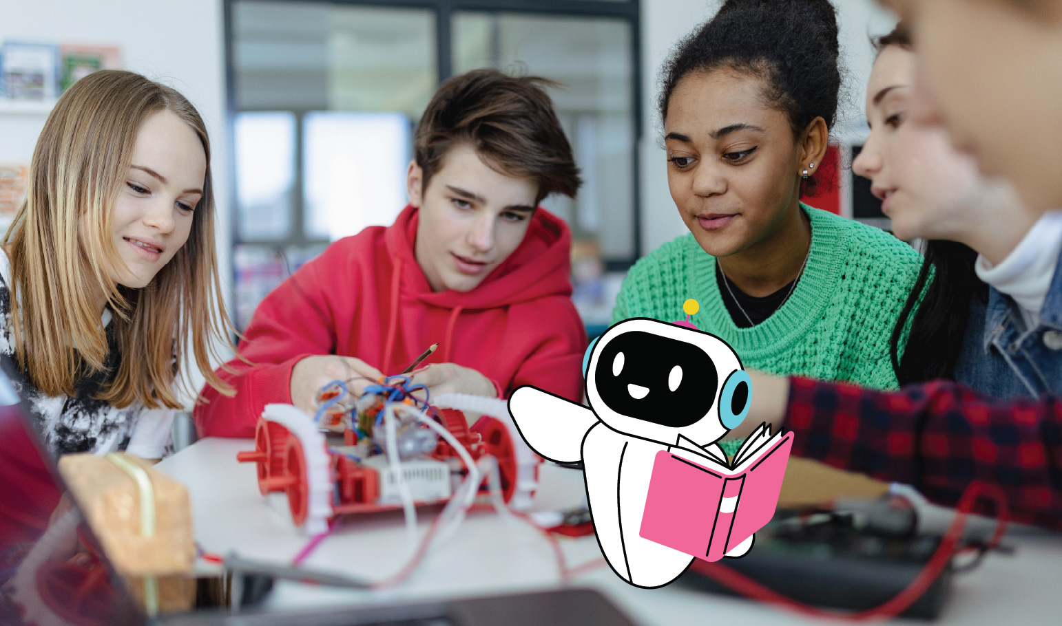 Two people looking at STEM equipment Two people looking at STEM equipment