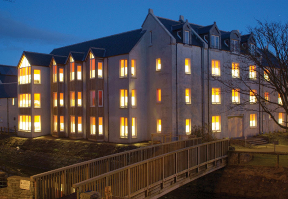 Student accommodation at Lews Castle College UHI, seen from outside