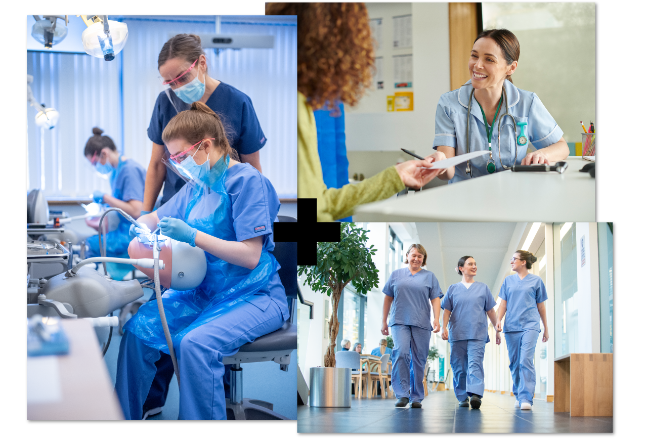 Collage of 3 | oral health | healthcare | nursing students