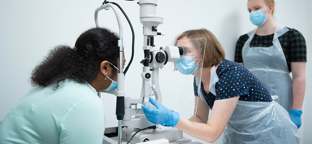 Optometry patient being examined Optometry patient being examined